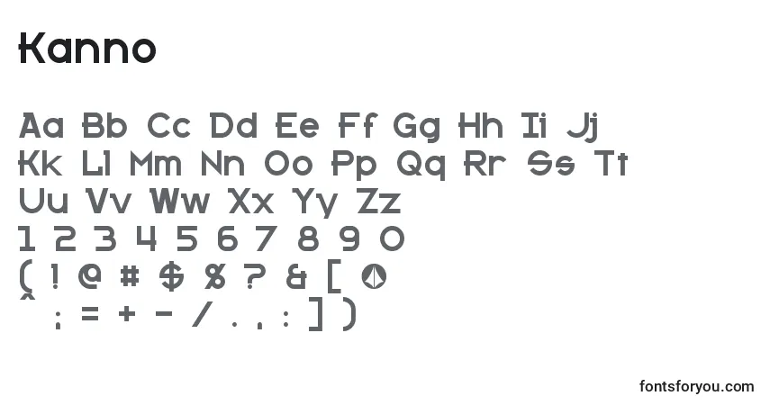 Czcionka Kanno – alfabet, cyfry, specjalne znaki