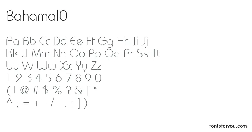 Czcionka Bahamal0 – alfabet, cyfry, specjalne znaki