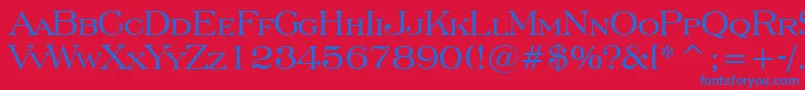 EngraversRomanBt-Schriftart – Blaue Schriften auf rotem Hintergrund