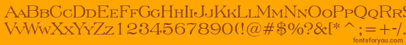 EngraversRomanBt-Schriftart – Braune Schriften auf orangefarbenem Hintergrund