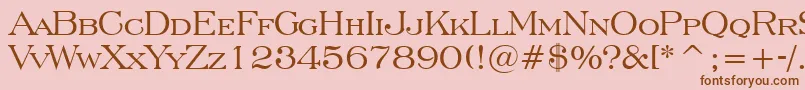 EngraversRomanBt-Schriftart – Braune Schriften auf rosa Hintergrund