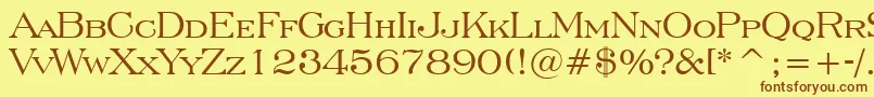 EngraversRomanBt-Schriftart – Braune Schriften auf gelbem Hintergrund