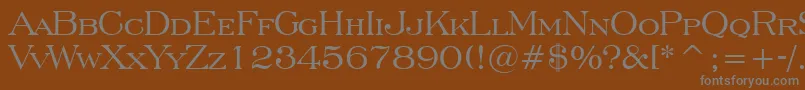 EngraversRomanBt-fontti – harmaat kirjasimet ruskealla taustalla