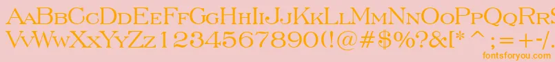 EngraversRomanBt-fontti – oranssit fontit vaaleanpunaisella taustalla