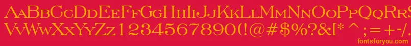 EngraversRomanBt-fontti – oranssit fontit punaisella taustalla