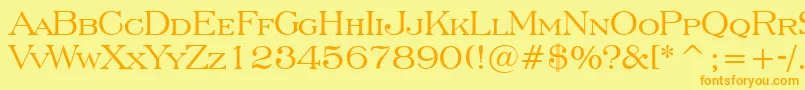 EngraversRomanBt-Schriftart – Orangefarbene Schriften auf gelbem Hintergrund