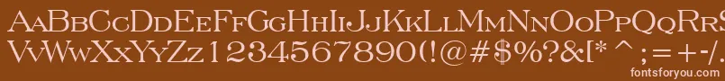 EngraversRomanBt-fontti – vaaleanpunaiset fontit ruskealla taustalla