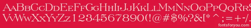 EngraversRomanBt-fontti – vaaleanpunaiset fontit punaisella taustalla