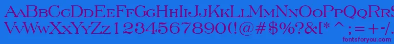 EngraversRomanBt-Schriftart – Violette Schriften auf blauem Hintergrund