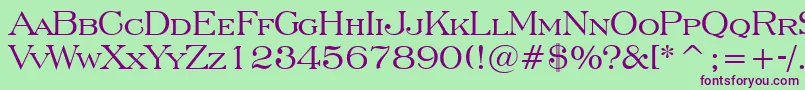 EngraversRomanBt-fontti – violetit fontit vihreällä taustalla