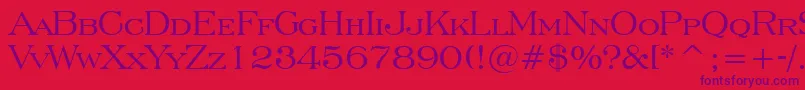 EngraversRomanBt-fontti – violetit fontit punaisella taustalla