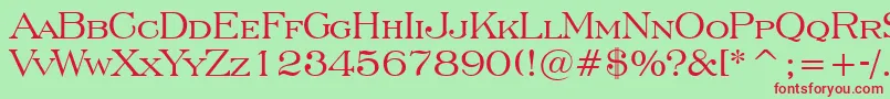 EngraversRomanBt-fontti – punaiset fontit vihreällä taustalla