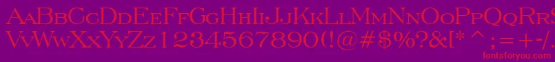 フォントEngraversRomanBt – 紫の背景に赤い文字