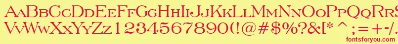 フォントEngraversRomanBt – 赤い文字の黄色い背景