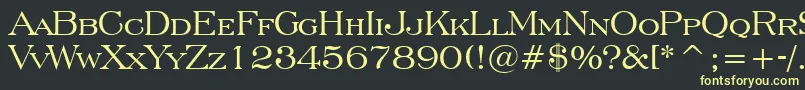 EngraversRomanBt-fontti – keltaiset fontit mustalla taustalla