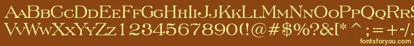 EngraversRomanBt-fontti – keltaiset fontit ruskealla taustalla