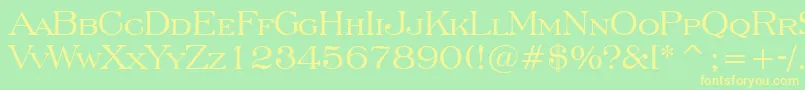 EngraversRomanBt-fontti – keltaiset fontit vihreällä taustalla