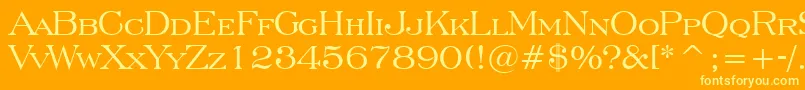 Fonte EngraversRomanBt – fontes amarelas em um fundo laranja