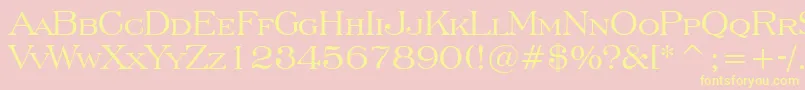 EngraversRomanBt-fontti – keltaiset fontit vaaleanpunaisella taustalla