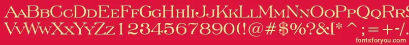 EngraversRomanBt-fontti – keltaiset fontit punaisella taustalla