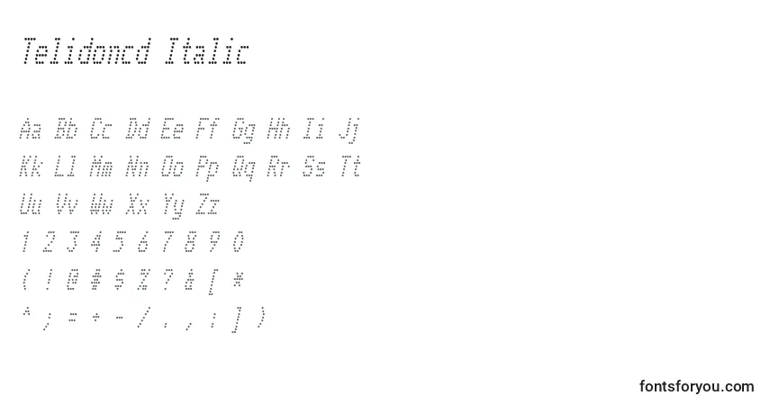 Telidoncd Italic-fontti – aakkoset, numerot, erikoismerkit