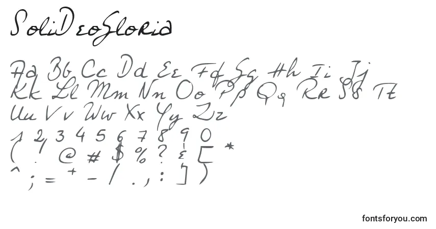 Schriftart SoliDeoGloria – Alphabet, Zahlen, spezielle Symbole