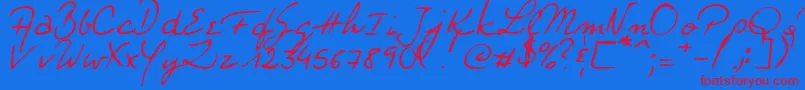 SoliDeoGloria-Schriftart – Rote Schriften auf blauem Hintergrund