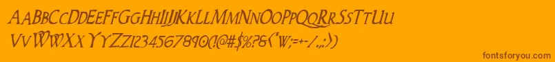 More about Woodgodcondital Font Woodgodcondital Font – Brown Fonts on Orange Background