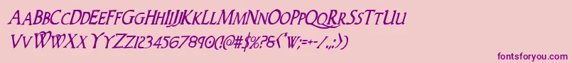 Woodgodcondital Font – Purple Fonts on Pink Background