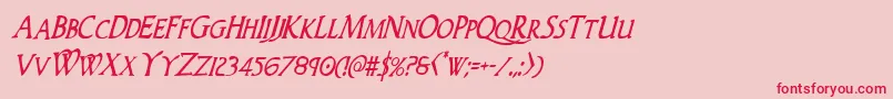 Woodgodcondital Font – Red Fonts on Pink Background