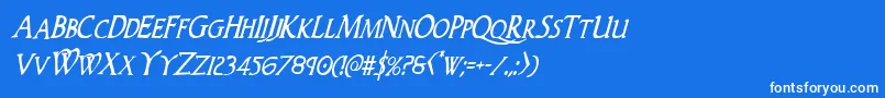Woodgodcondital Font – White Fonts on Blue Background