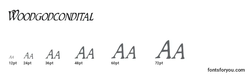 Woodgodcondital Font Sizes