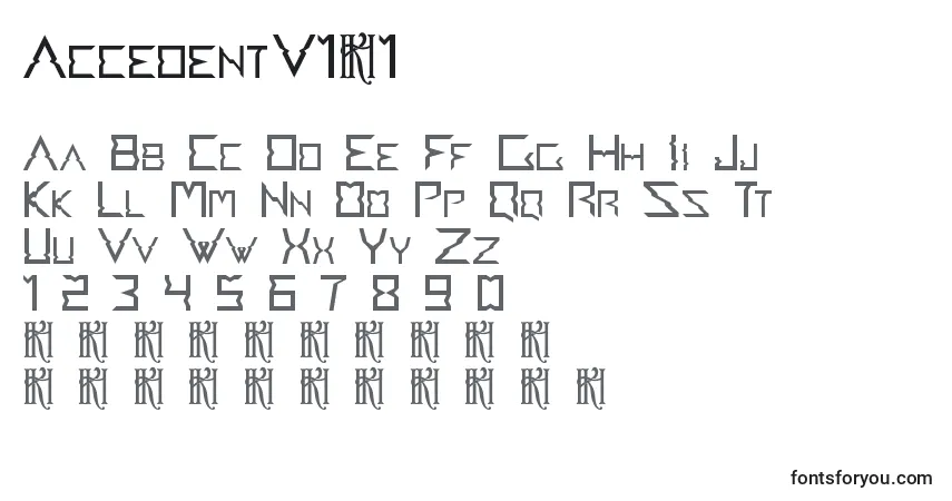 A fonte AccedentV1.1 – alfabeto, números, caracteres especiais