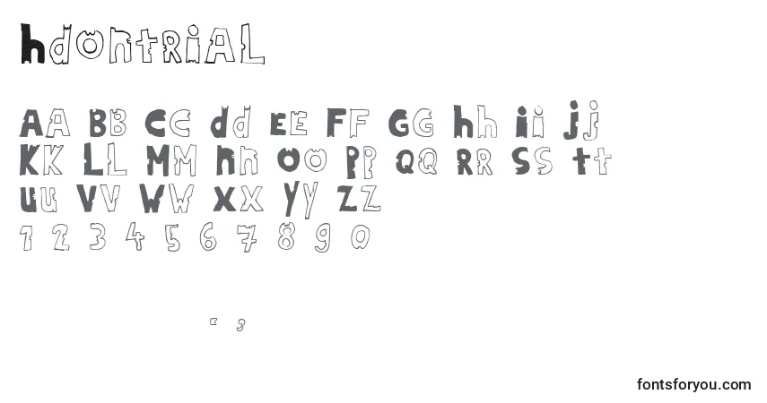 Шрифт Hdontrial – алфавит, цифры, специальные символы