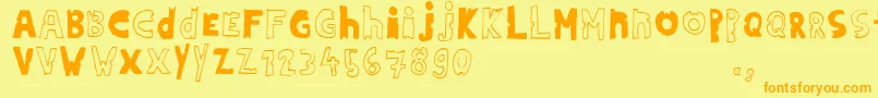 Hdontrial-Schriftart – Orangefarbene Schriften auf gelbem Hintergrund
