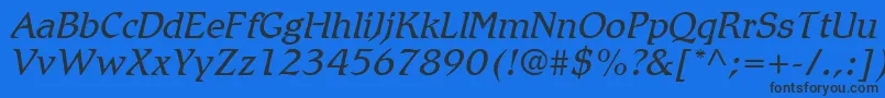 RomicLtLightItalic Font – Black Fonts on Blue Background