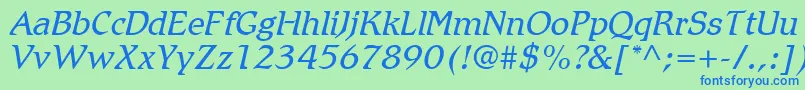 RomicLtLightItalic Font – Blue Fonts on Green Background