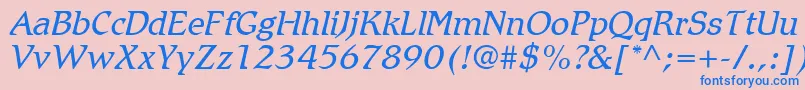 RomicLtLightItalic Font – Blue Fonts on Pink Background