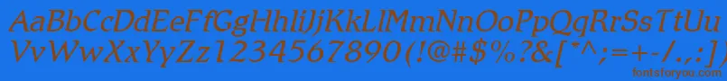 RomicLtLightItalic Font – Brown Fonts on Blue Background