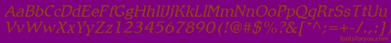 RomicLtLightItalic Font – Brown Fonts on Purple Background