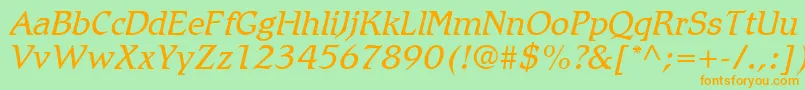 RomicLtLightItalic Font – Orange Fonts on Green Background