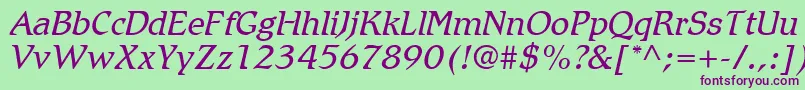 RomicLtLightItalic Font – Purple Fonts on Green Background