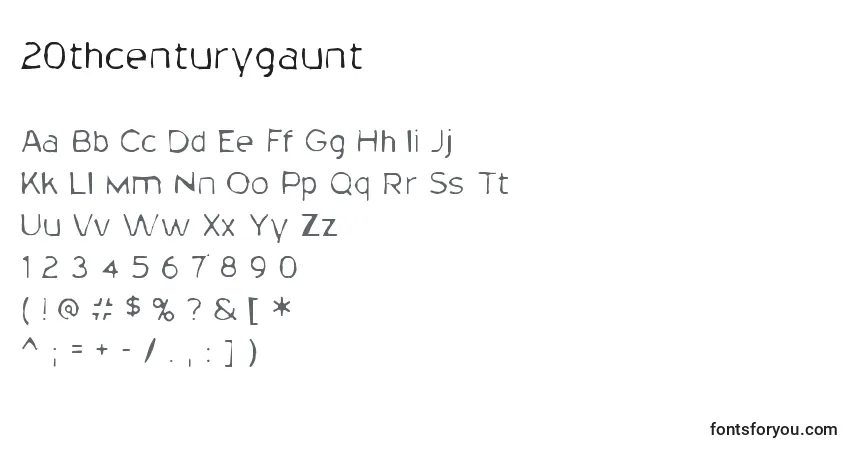 Шрифт 20thcenturygaunt – алфавит, цифры, специальные символы
