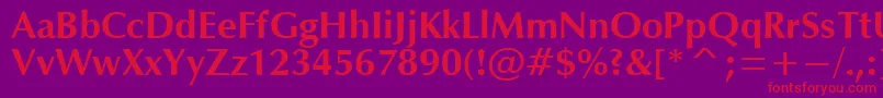 OpmB-fontti – punaiset fontit violetilla taustalla