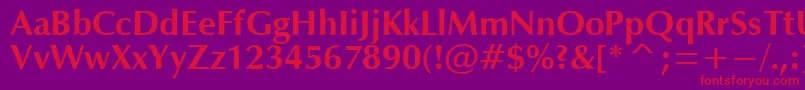 OpmB-Schriftart – Rote Schriften auf violettem Hintergrund