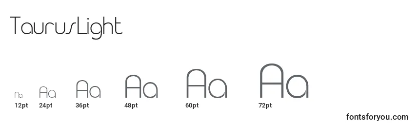 TaurusLight Font Sizes