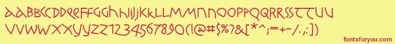 Fonte Kochrootsroundbold – fontes vermelhas em um fundo amarelo