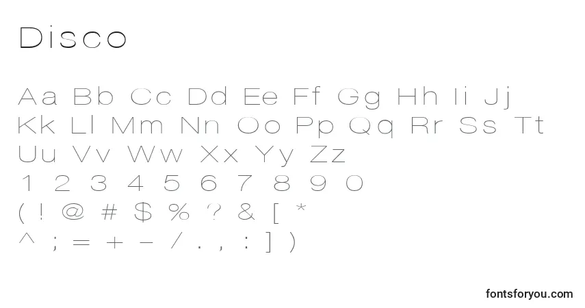 Schriftart Disco – Alphabet, Zahlen, spezielle Symbole