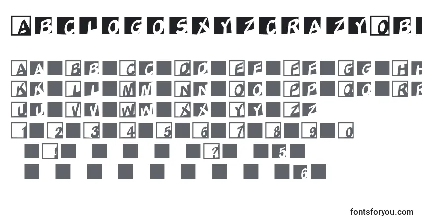 A fonte AbclogosxyzcrazyOblique – alfabeto, números, caracteres especiais