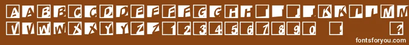 AbclogosxyzcrazyOblique-fontti – valkoiset fontit ruskealla taustalla